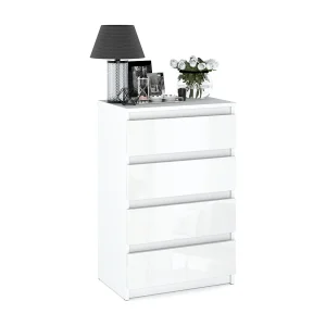 Glanzend witte ladekast 60 cm met 4 lades – tv-meubel, meubels voor woonkamer en slaapkamer LOFT Glanzend witte ladekast 60 cm met 4 lades – tv-meubel, meubels voor woonkamer en slaapkamer LOFT