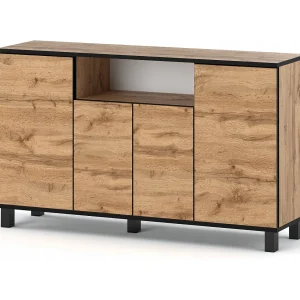 Grote commode in Scandinavische stijl Wotan Eik 140 CM met 9 legplanken TV Woonkamer bureau