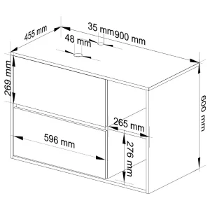 Hangende Onderkast met Blad met twee Gaten voor Opzetwastafel VAMI W90 / Wastafel Onderbouw Kast / Badkamer Kastje / Craft Eik – Zwart / AKORD / 90x60x45,5 cm Hangende Onderkast met Blad met twee Gaten voor Opzetwastafel VAMI W90 / Wastafel Onderbouw Kast / Badkamer Kastje / Craft Eik – Zwart / AKORD / 90x60x45,5 cm