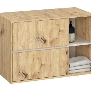 Hangende Onderkast met Blad met twee Gaten voor Opzetwastafel VAMI W90 / Wastafel Onderbouw Kast / Badkamer Kastje / Artisan Eik – Kasjmier / AKORD / 90x60x45,5 cm Hangende Onderkast met Blad met twee Gaten voor Opzetwastafel VAMI W90 / Wastafel Onderbouw Kast / Badkamer Kastje / Artisan Eik – Kasjmier / AKORD / 90x60x45,5 cm