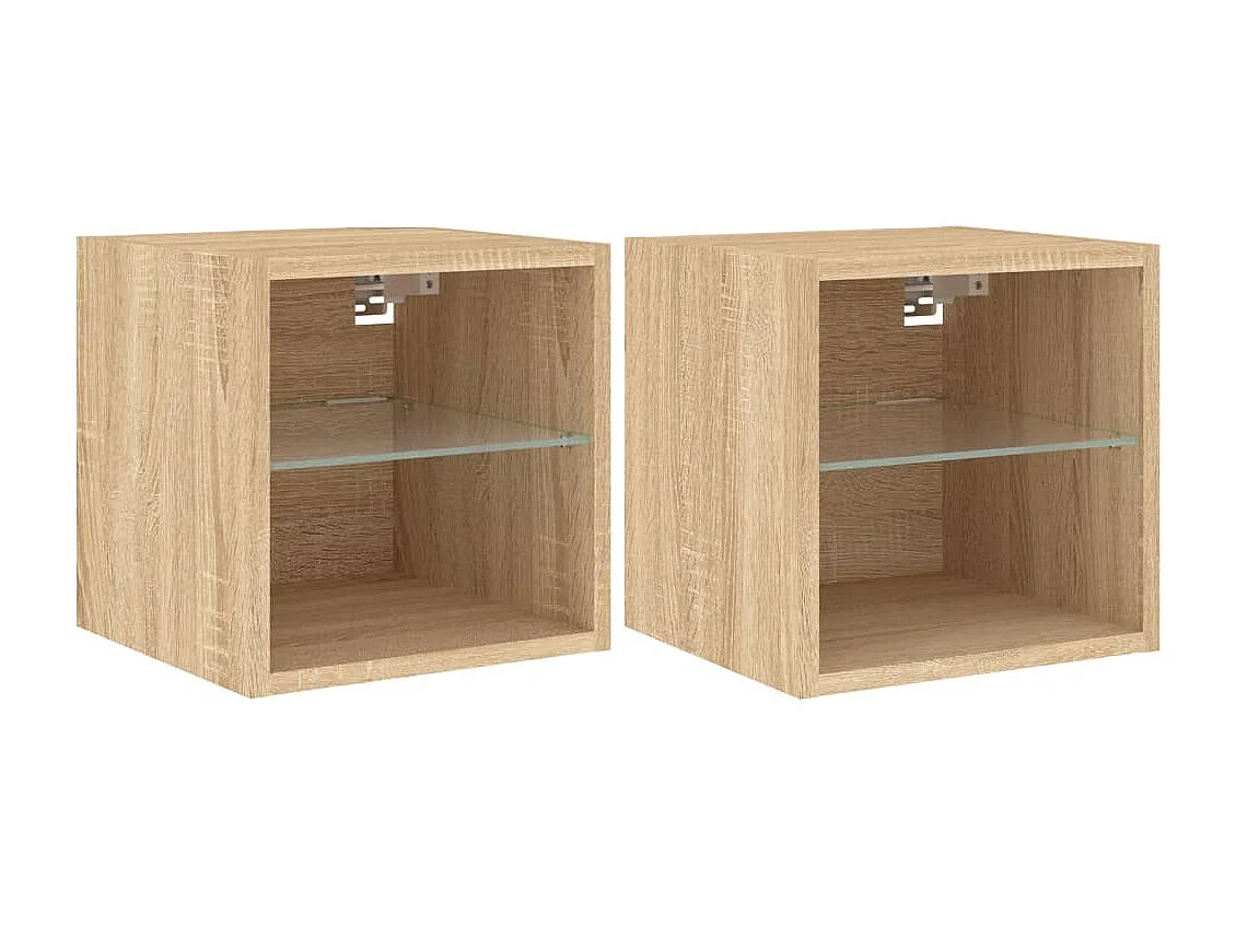 Hans Tv-wandmeubels met LED 2 st 30x28,5x30 cm sonoma eikenkleurig
