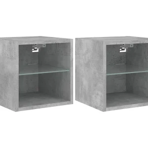 Hans Tv-wandmeubels met LED 2 st 30×28,5×30 cm betongrijs Hans Tv-wandmeubels met LED 2 st 30×28,5×30 cm betongrijs