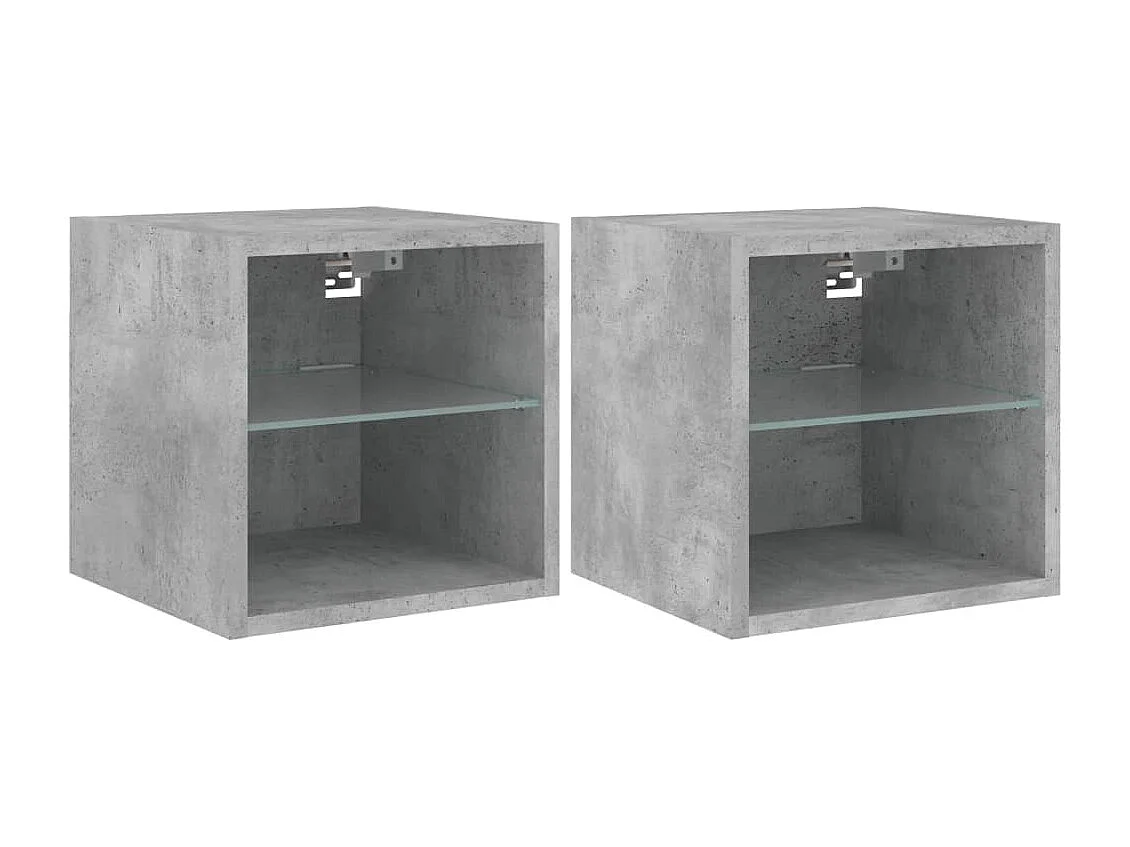 Hans Tv-wandmeubels met LED 2 st 30x28,5x30 cm betongrijs