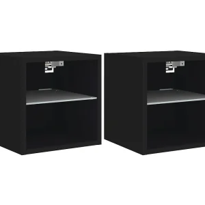 Hans Tv-wandmeubels met LED-verlichting 2 st 30×28,5×30 cm zwart Hans Tv-wandmeubels met LED-verlichting 2 st 30×28,5×30 cm zwart