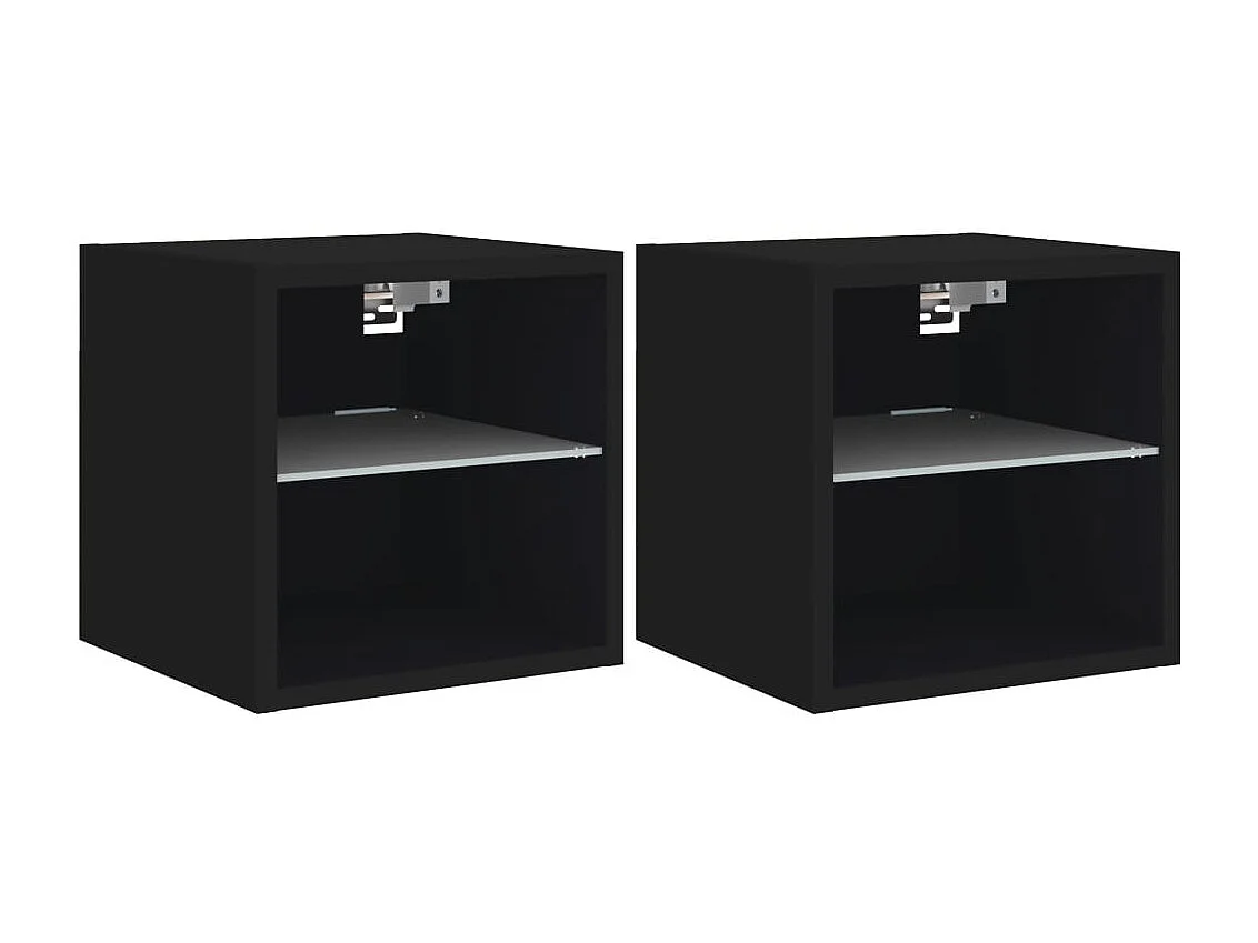 Hans Tv-wandmeubels met LED-verlichting 2 st 30x28,5x30 cm zwart