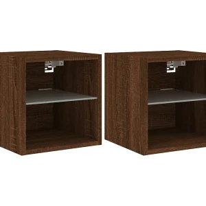 Hans Tv-wandmeubels met LED 2 st 30×28,5×30 cm bruin eikenkleur Hans Tv-wandmeubels met LED 2 st 30×28,5×30 cm bruin eikenkleur