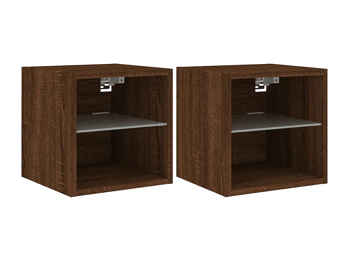Hans Tv-wandmeubels met LED 2 st 30x28,5x30 cm bruin eikenkleur