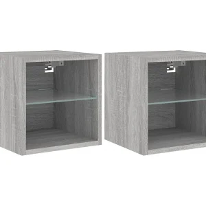 Hans Tv-wandmeubels met LED 2 st 30×28,5×30 cm grijs sonoma eiken Hans Tv-wandmeubels met LED 2 st 30×28,5×30 cm grijs sonoma eiken