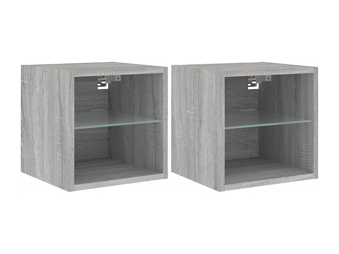 Hans Tv-wandmeubels met LED 2 st 30x28,5x30 cm grijs sonoma eiken