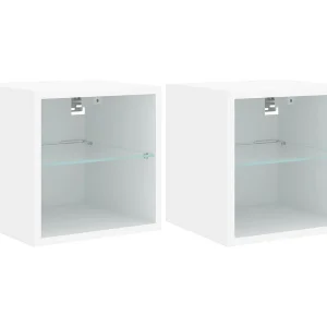 Hans Tv-wandmeubels met LED-verlichting 2 st 30×28,5×30 cm wit Hans Tv-wandmeubels met LED-verlichting 2 st 30×28,5×30 cm wit