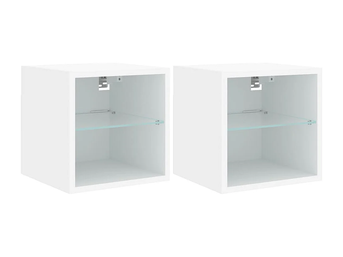 Hans Tv-wandmeubels met LED-verlichting 2 st 30x28,5x30 cm wit