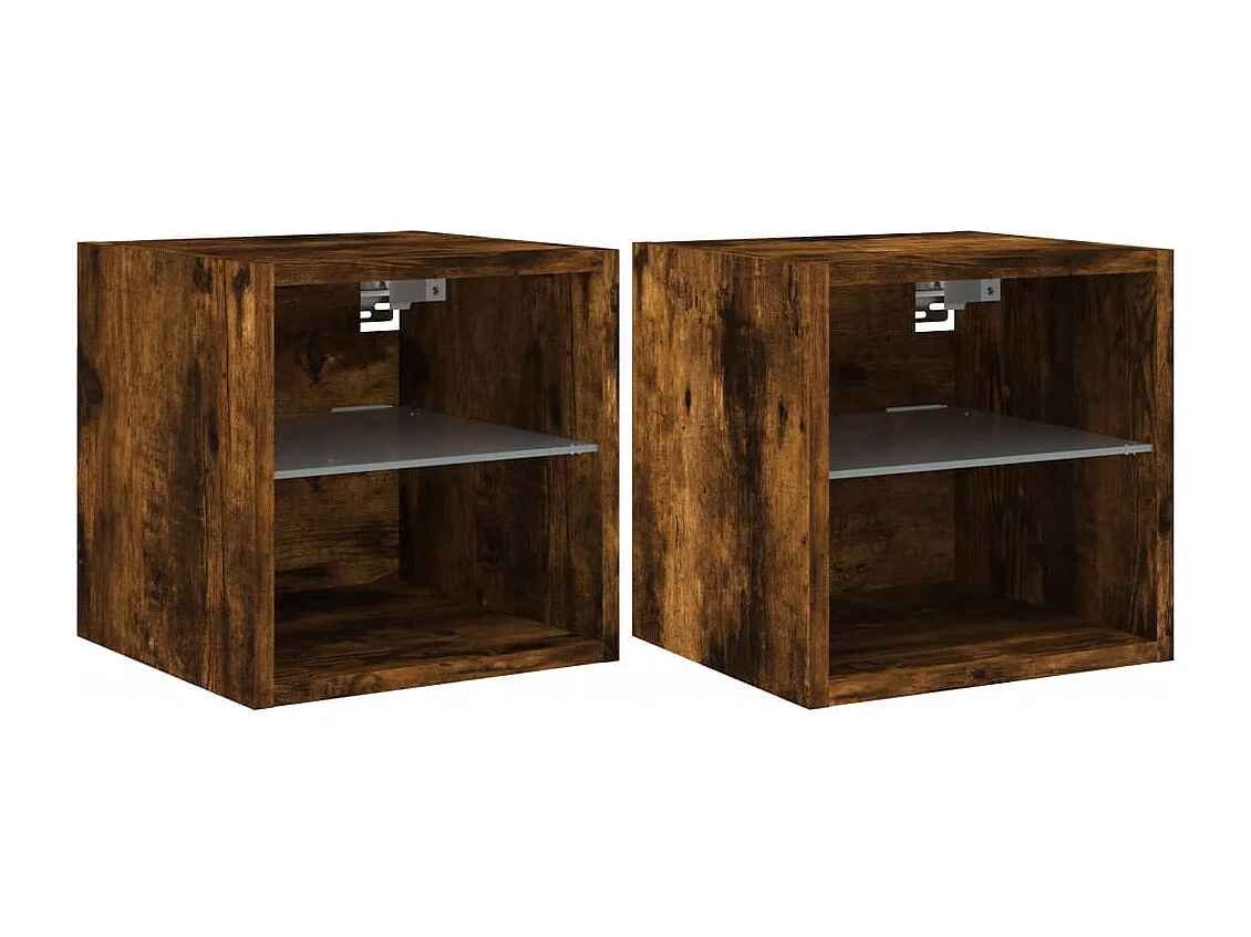 Hans Tv-wandmeubels met LED 2 st 30x28,5x30 cm gerookt eikenkleurig