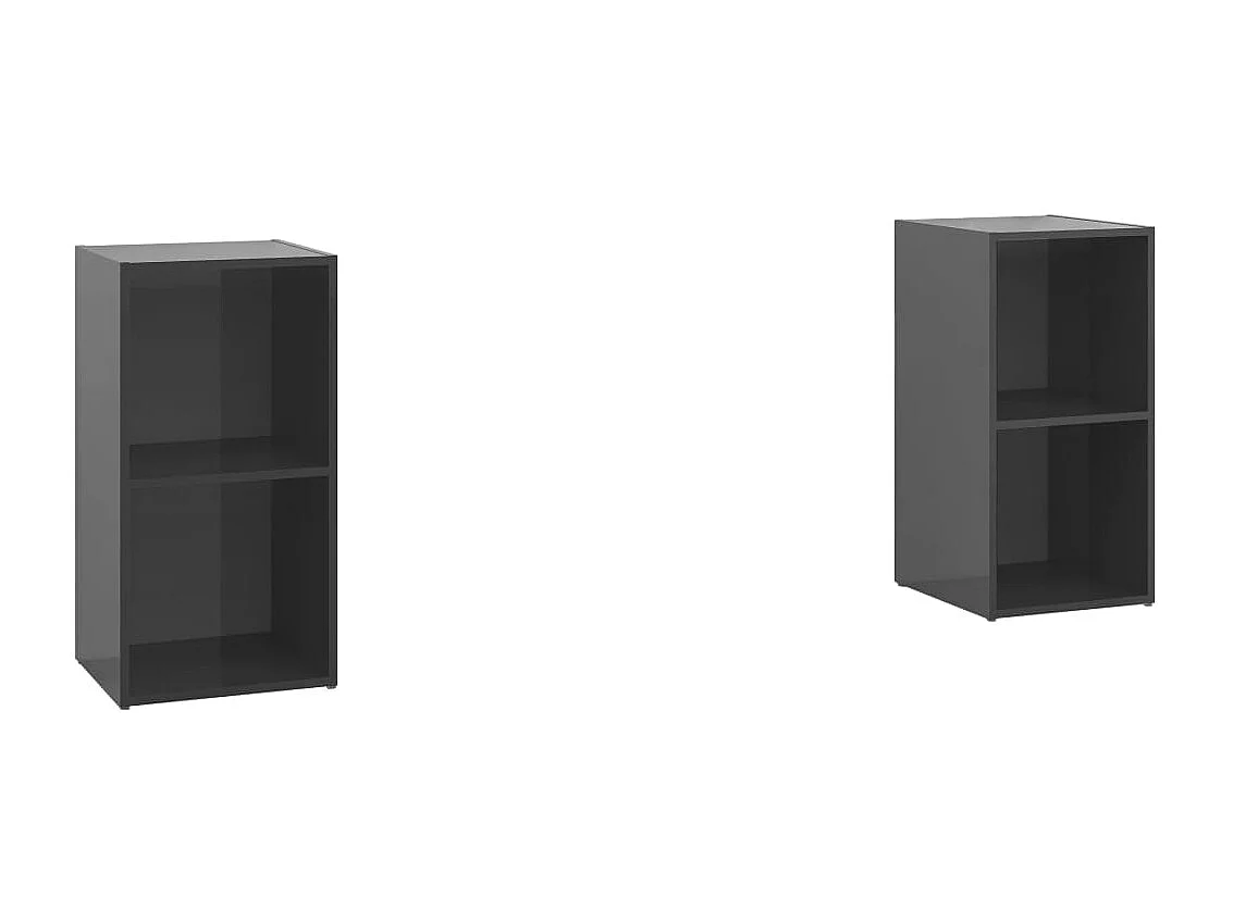 Helene Tv-meubelen 2 st 72x35x36,5 cm bewerkt houthoogglans grijs