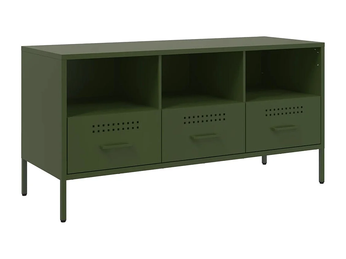 Gryln Tv-meubel 100,5x39x50,5 cm staal olijfgroen