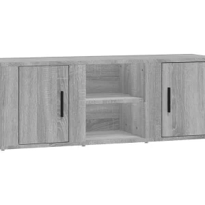 Hidran  Tv-meubel 100×31,5×35 cm bewerkt hout grijs sonoma eikenkleurig