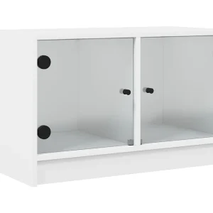 Herpen  Tv-meubel met glazen deuren 68x37x42 cm wit