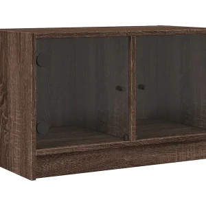 Herpen  Tv-meubel met glazen deuren 68x37x42 cm bruineikenkleurig
