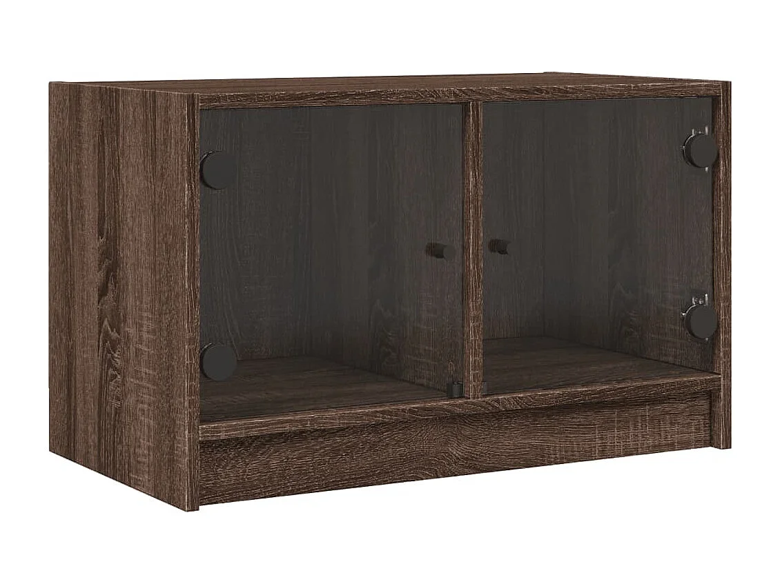 Herpen Tv-meubel met glazen deuren 68x37x42 cm bruineikenkleurig