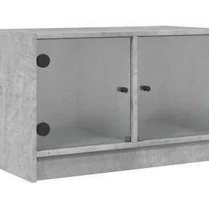 Herpen  Tv-meubel met glazen deuren 68x37x42 cm betongrijs