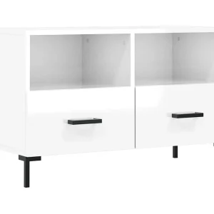 Hirlen Tv-meubel 80x36x50 cm bewerkt hout hoogglans wit Hirlen Tv-meubel 80x36x50 cm bewerkt hout hoogglans wit