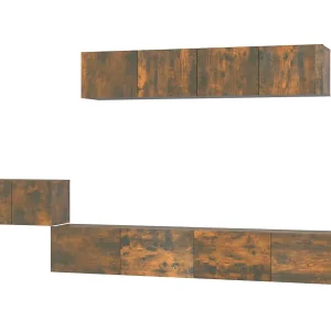 Henriëtte 5-delige Tv-meubelset bewerkt hout gerookt eikenkleurig Henriëtte 5-delige Tv-meubelset bewerkt hout gerookt eikenkleurig