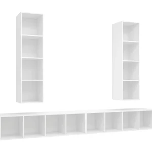 Grete Marie Tv-wandmeubelen 4 st bewerkt hout wit Grete Marie Tv-wandmeubelen 4 st bewerkt hout wit