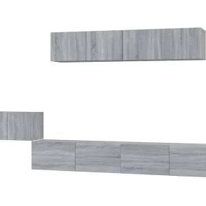 Henriëtte 5-delige Tv-meubelset bewerkt hout grijs sonoma eikenkleurig Henriëtte 5-delige Tv-meubelset bewerkt hout grijs sonoma eikenkleurig