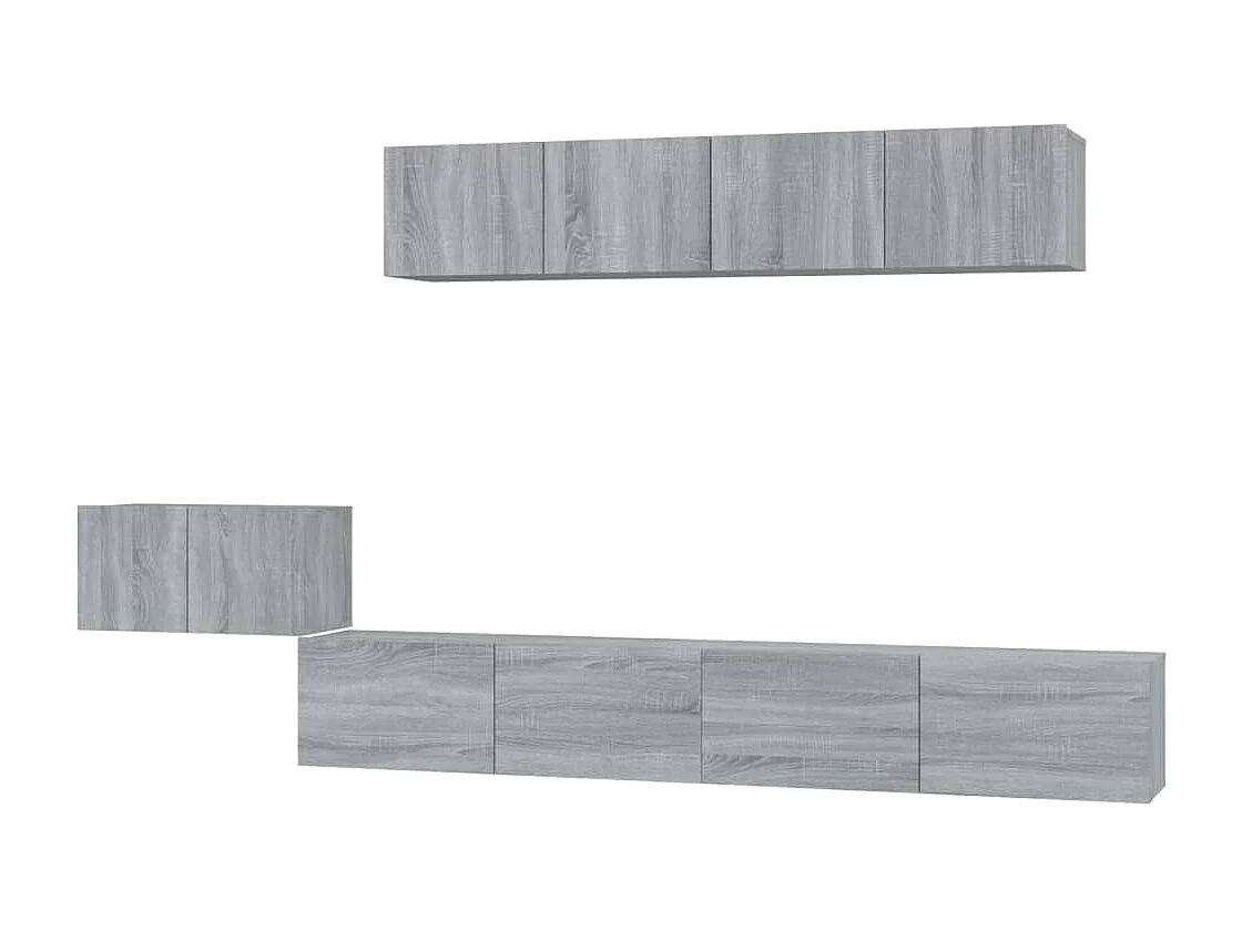 Henriëtte 5-delige Tv-meubelset bewerkt hout grijs sonoma eikenkleurig