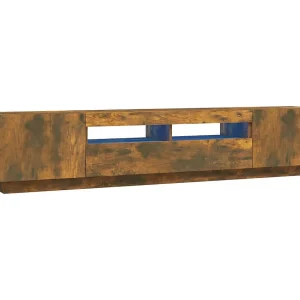 Havva 2-delige Tv-meubelset met LED bewerkt hout gerookt eikenkleurig Havva 2-delige Tv-meubelset met LED bewerkt hout gerookt eikenkleurig