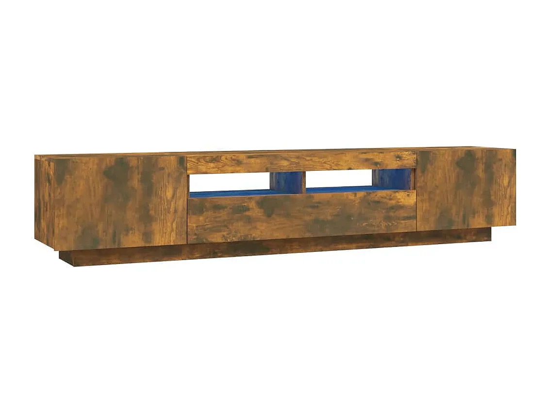 Havva 2-delige Tv-meubelset met LED bewerkt hout gerookt eikenkleurig