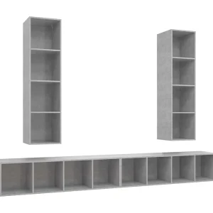 Grete Marie Tv-wandmeubelen 4 st bewerkt hout betongrijs Grete Marie Tv-wandmeubelen 4 st bewerkt hout betongrijs
