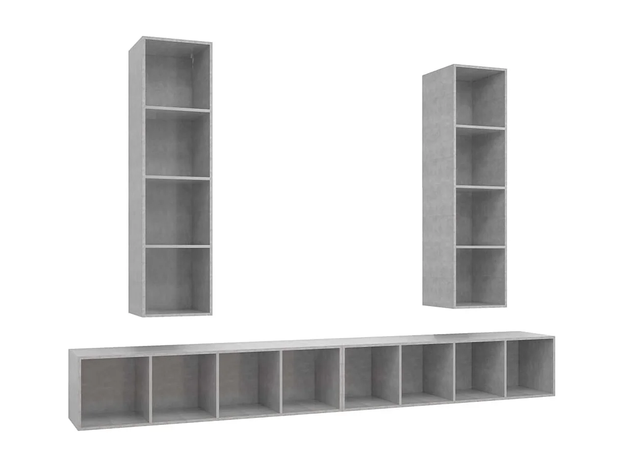 Grete Marie Tv-wandmeubelen 4 st bewerkt hout betongrijs