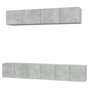 Henriëtte 5-delige Tv-meubelset bewerkt hout betongrijs Henriëtte 5-delige Tv-meubelset bewerkt hout betongrijs