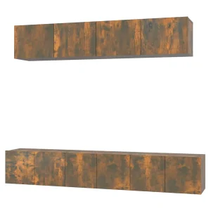Henriëtte 5-delige Tv-meubelset bewerkt hout gerookt eikenkleurig Henriëtte 5-delige Tv-meubelset bewerkt hout gerookt eikenkleurig