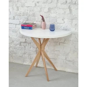 Halfronde uitschuifbare eettafel 90 cm Jubi Wit