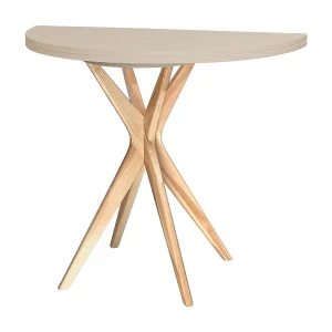 Halfronde uitschuifbare eettafel 100 cm Jubi Bruin Beige Halfronde uitschuifbare eettafel 100 cm Jubi Bruin Beige