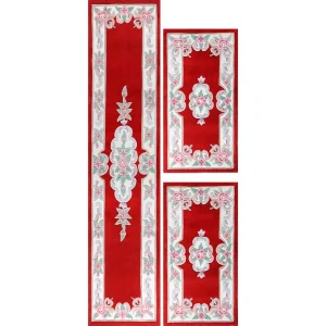 Handgetuft tapijt met rand in Aubusson-design 70×600 cm rood Ming Handgetuft tapijt met rand in Aubusson-design 70×600 cm rood Ming