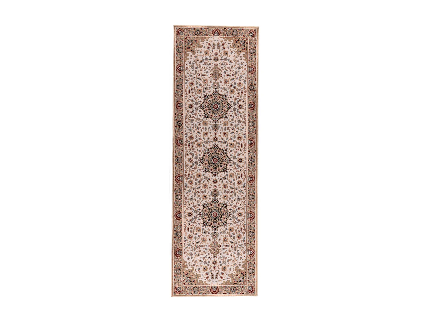 Geweven oosters tapijt met rand 80x250 cm beige Dolna