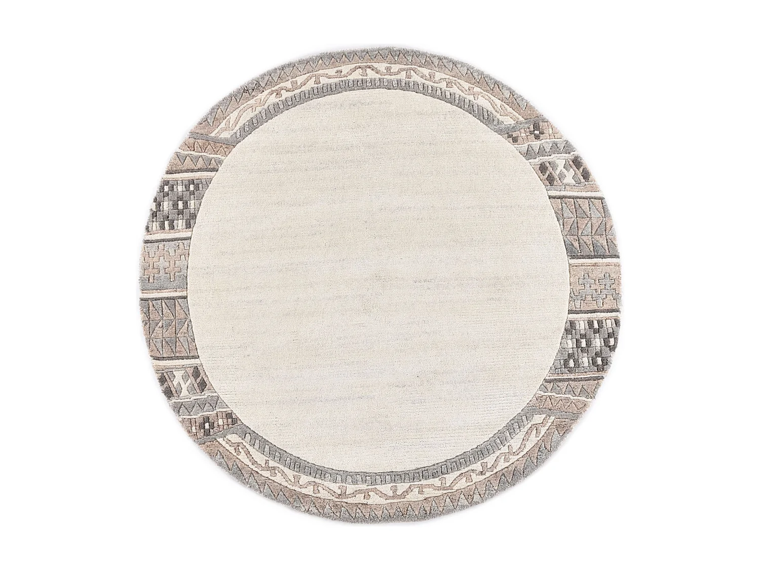 Handgeknoopt wollen tapijt 150x150 cm beige natuur Nakarta