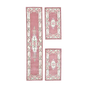 Handgetuft tapijt met rand in Aubusson-design 70×600 cm roze Ming Handgetuft tapijt met rand in Aubusson-design 70×600 cm roze Ming