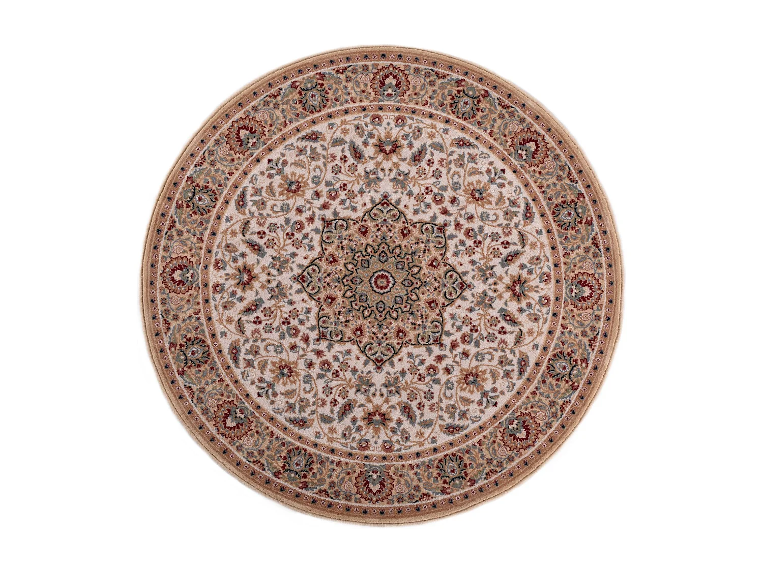 Geweven oosters tapijt met rand 240x240 cm beige Dolna