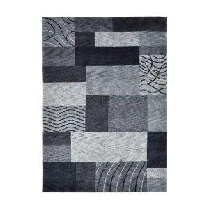 Handgeknoopt wollen tapijt in patchworkstijl  140×200 cm antraciet Domas