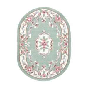 Handgetuft tapijt met rand in Aubusson-design 190×290 cm groen Ming Handgetuft tapijt met rand in Aubusson-design 190×290 cm groen Ming