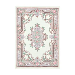 Handgetuft tapijt met rand in Aubusson-design 240×340 cm beige Ming Handgetuft tapijt met rand in Aubusson-design 240×340 cm beige Ming