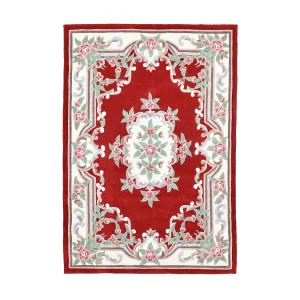 Handgetuft tapijt met rand in Aubusson-design 120×180 cm rood Ming Handgetuft tapijt met rand in Aubusson-design 120×180 cm rood Ming