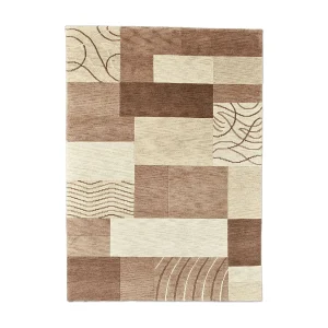 Handgeknoopt wollen tapijt in patchworkstijl  250×350 cm bruin Domas