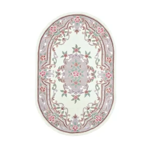Handgetuft tapijt met rand in Aubusson-design 190×290 cm beige Ming Handgetuft tapijt met rand in Aubusson-design 190×290 cm beige Ming