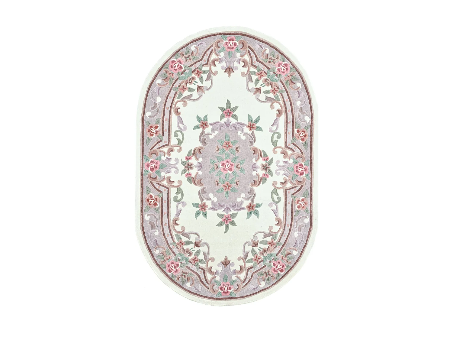 Handgetuft tapijt met rand in Aubusson-design 190x290 cm beige Ming