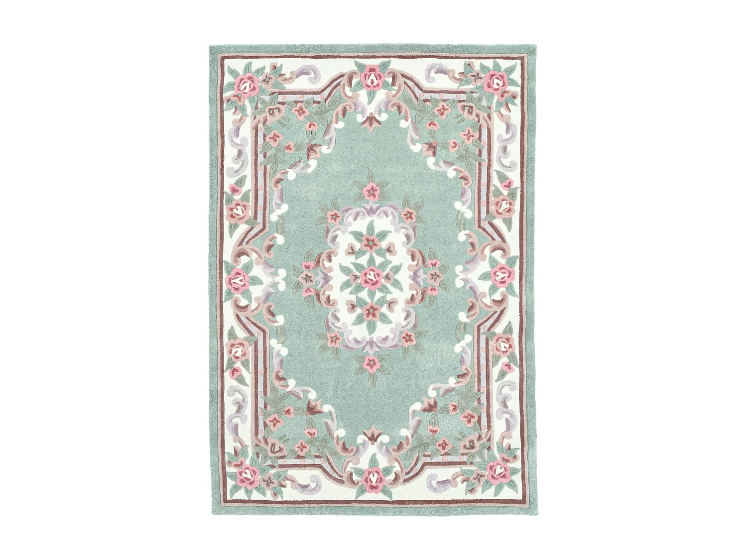 Handgetuft tapijt met rand in Aubusson-design 120x180 cm groen Ming