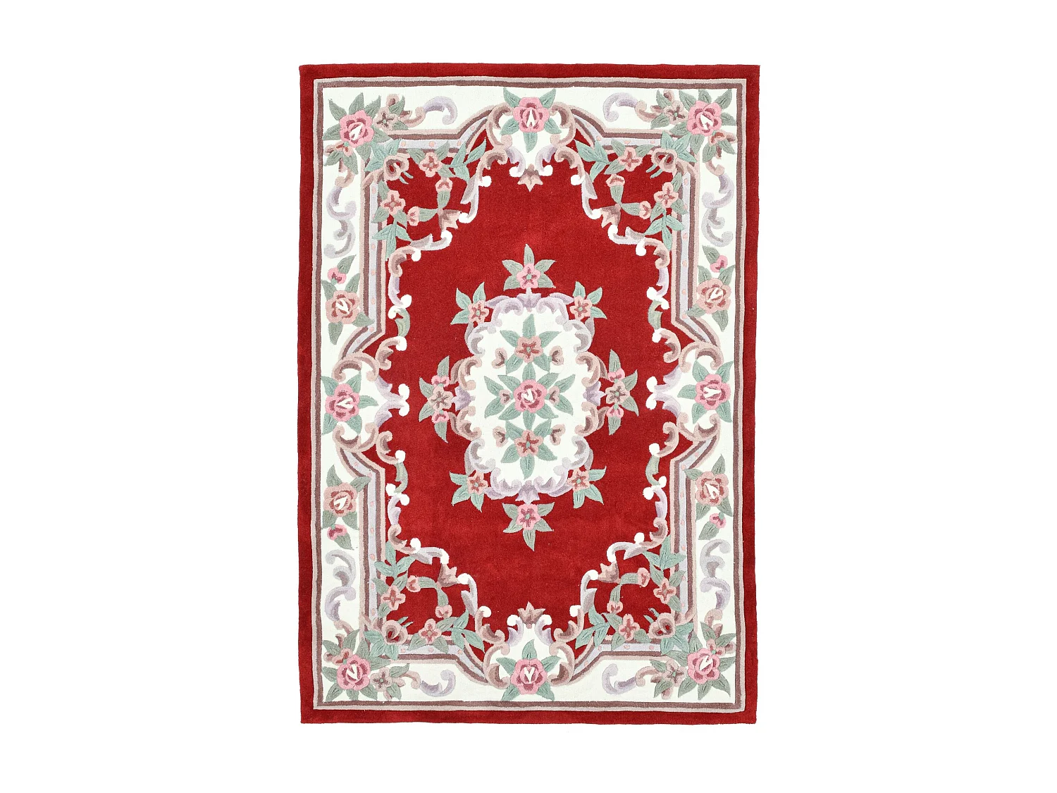 Handgetuft tapijt met rand in Aubusson-design 240x340 cm rood Ming